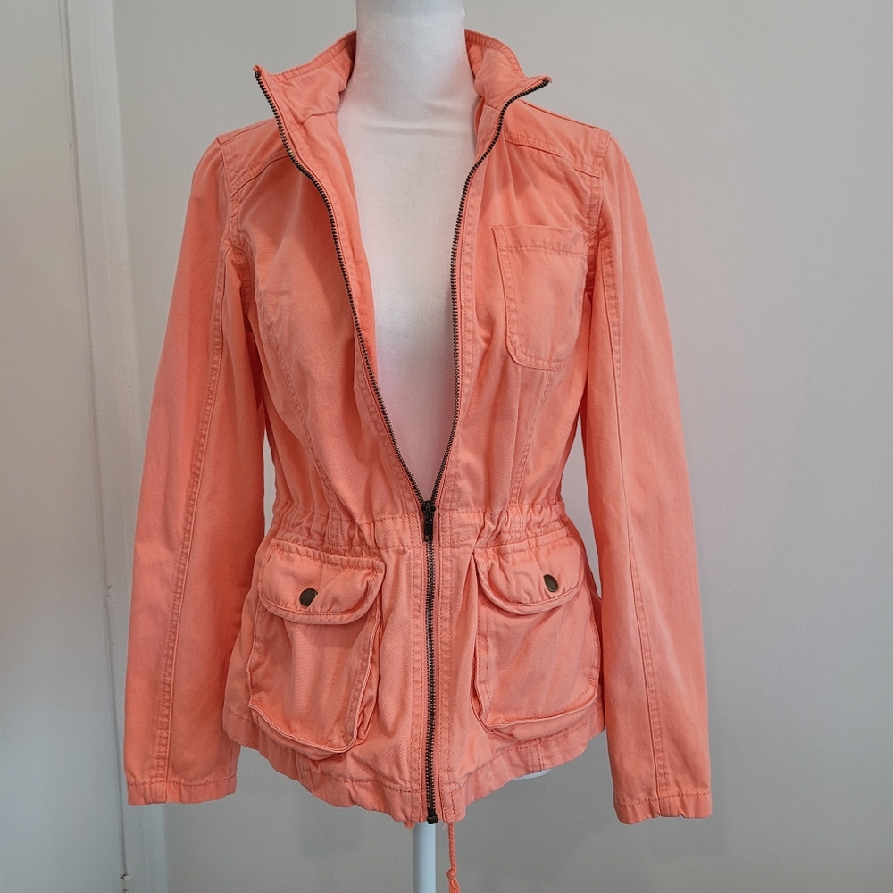 Arizona Jeans Utility Jacket Women's Zip Front Cinch Waist